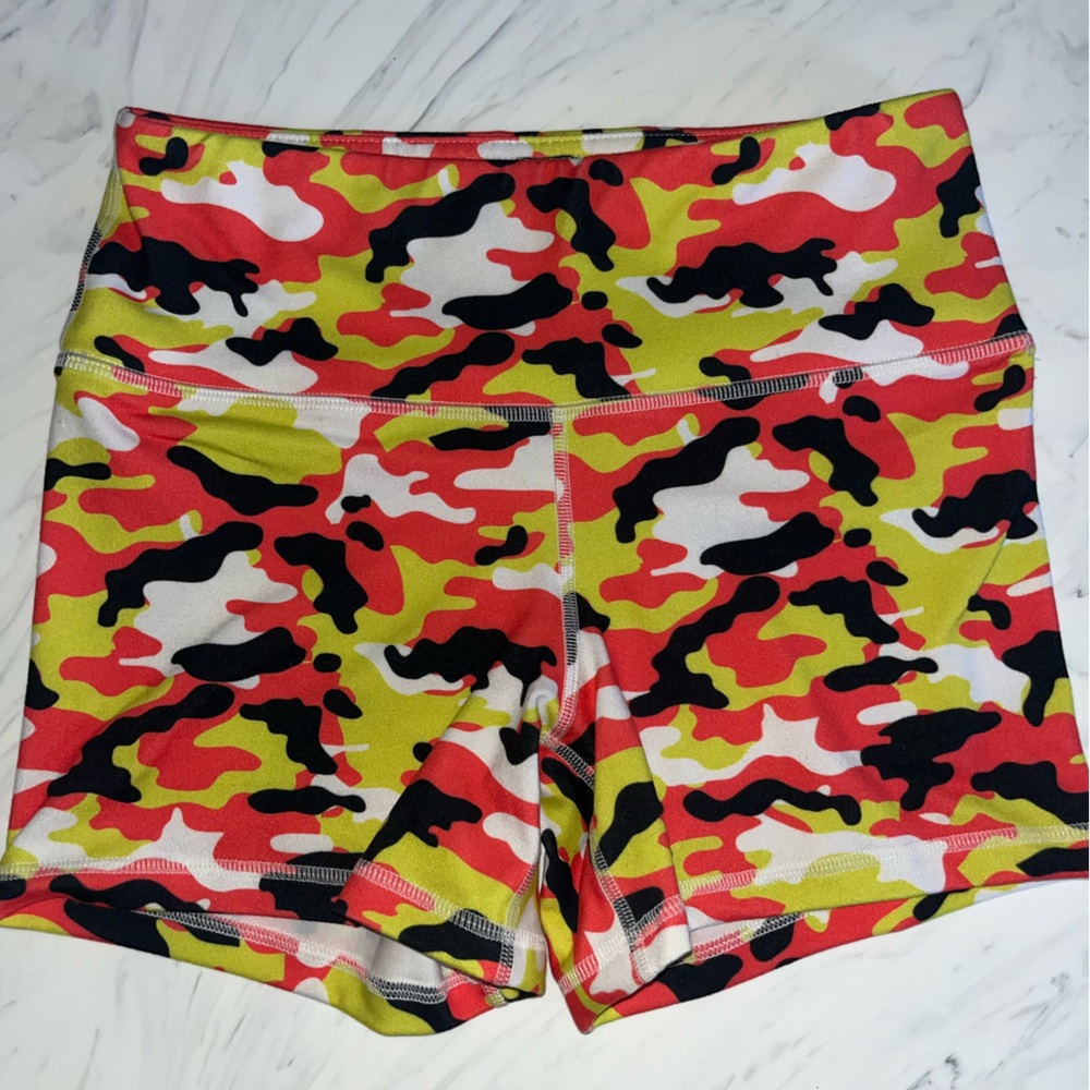 Fleo Neon Camo Active Shorts booty volleyball sport s stretch